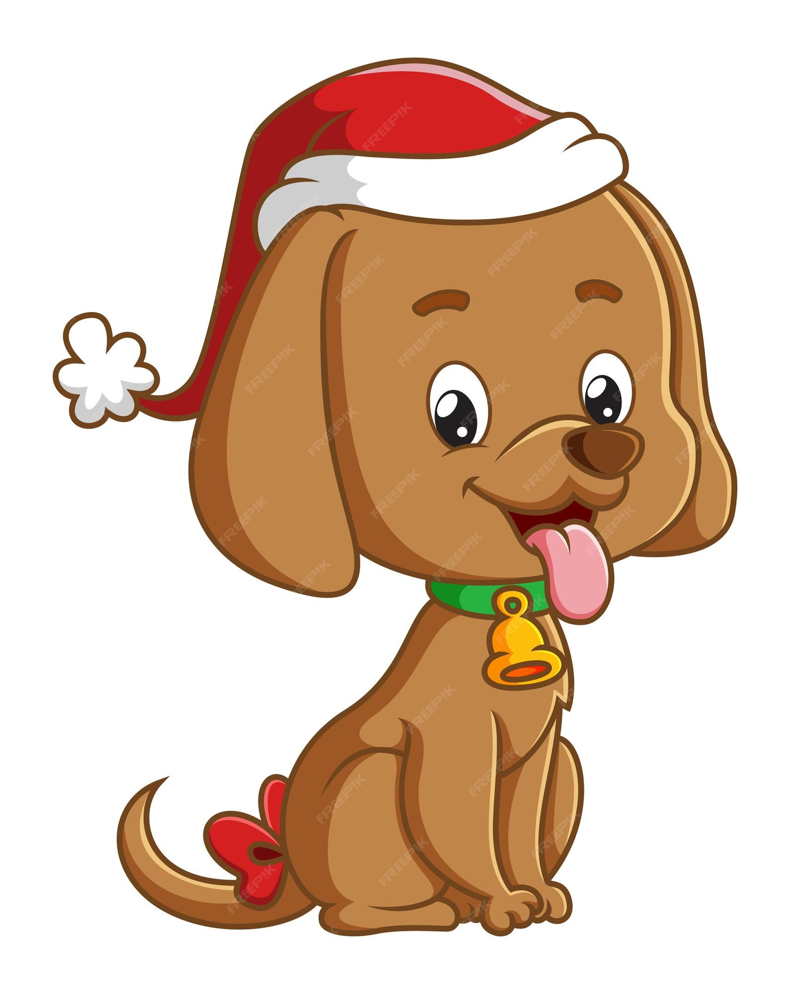 Premium Vector | The happy dog is wearing the santa hat for valentine