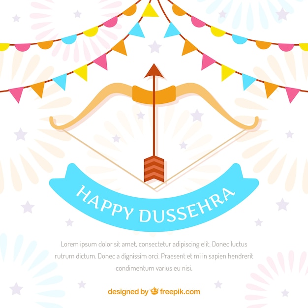 Happy dussehra background with bow Free Vector