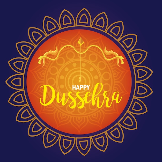 Premium Vector | Happy dussehra festival with golden arrow in luxury ...