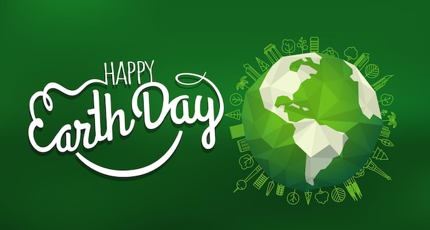 Premium Vector | Happy earth day concept. vector logo with the smile on ...