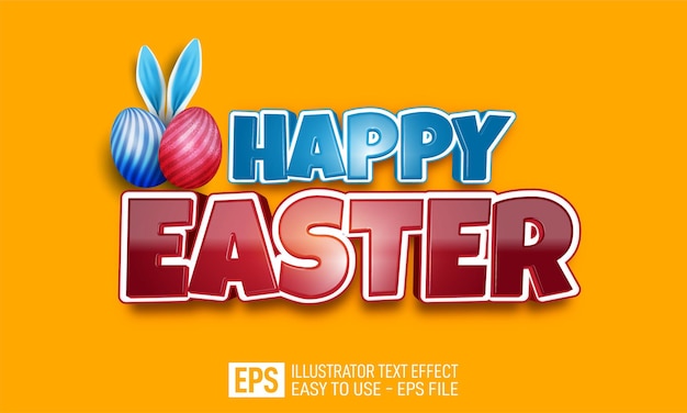 Premium Vector | Happy easter 3d text editable style effect template