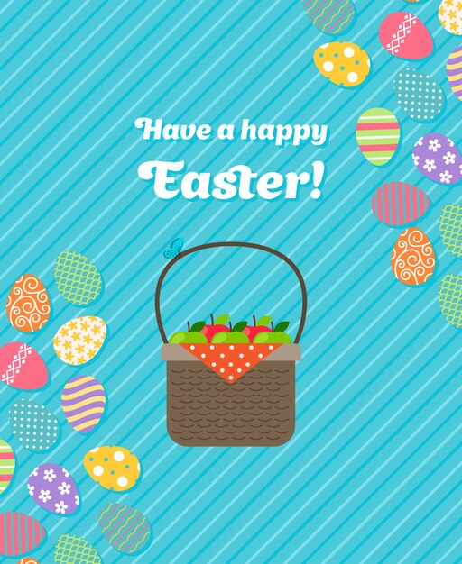 Premium Vector | Happy easter blue greeting card