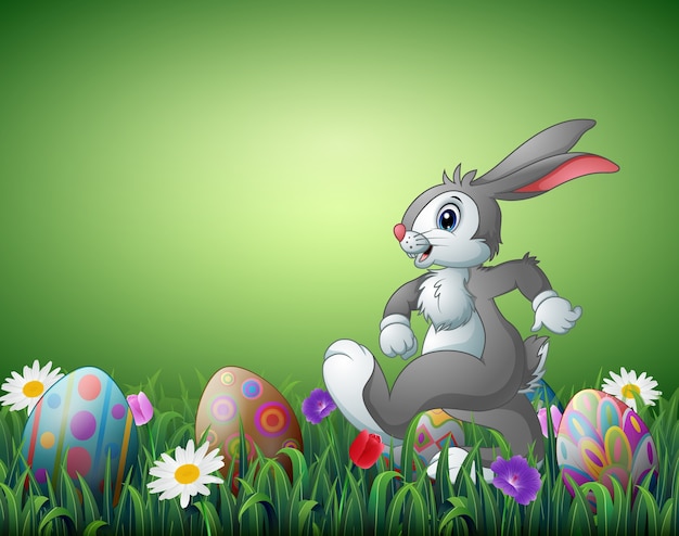 Download Happy easter bunny cartoon | Premium Vector