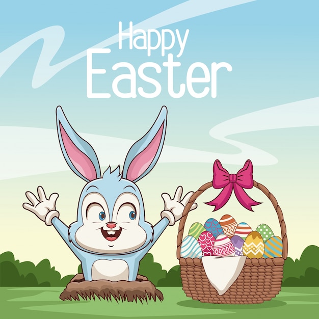 Premium Vector | Happy easter card cartoon