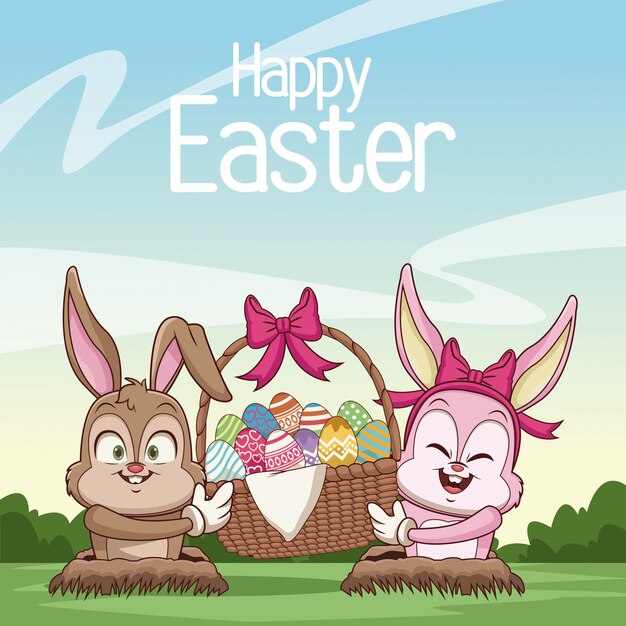 Premium Vector | Happy easter card cartoon