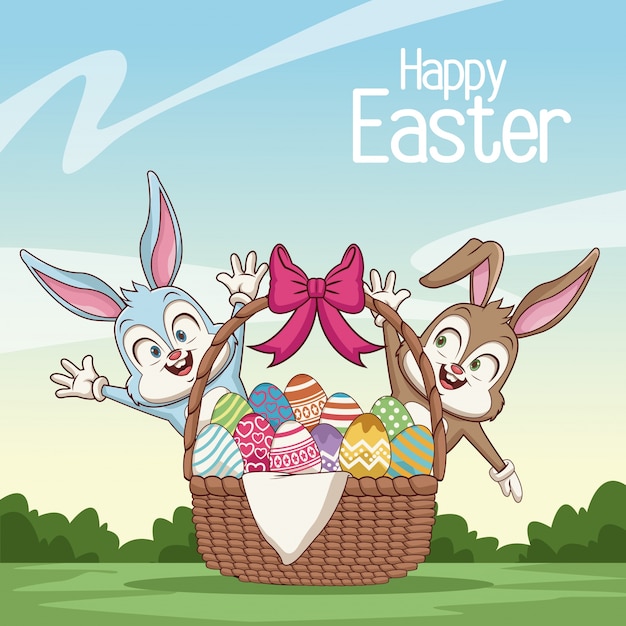 Premium Vector | Happy easter card cartoon