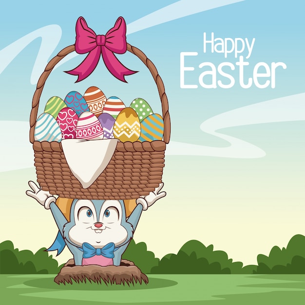 Happy easter card cartoon | Premium Vector