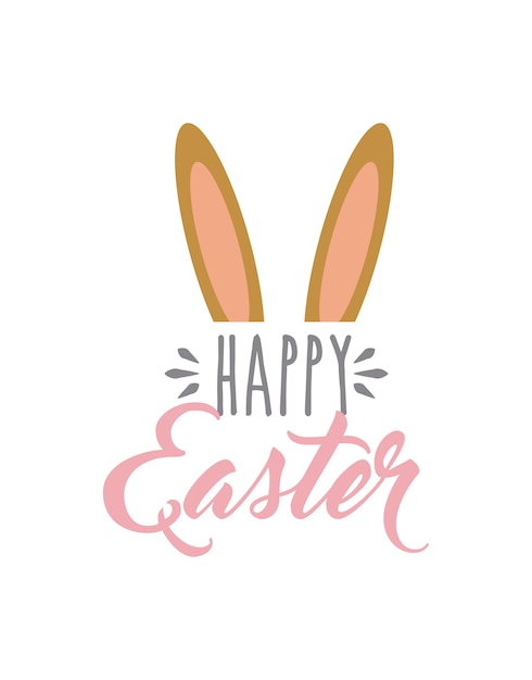 Download Happy easter card with bunny ears icon Vector | Premium ...