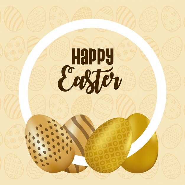 Premium Vector | Happy easter card with lettering and eggs painted ...