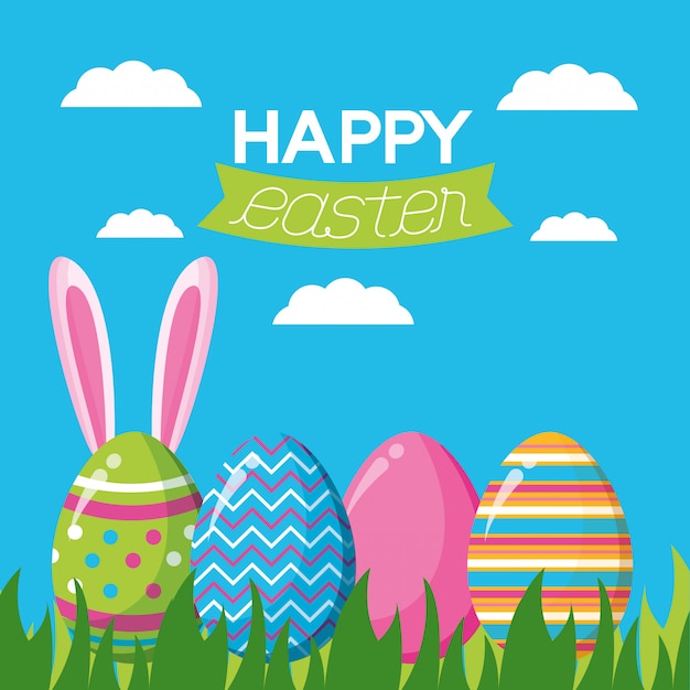 Free Vector | Happy easter celebration illustration