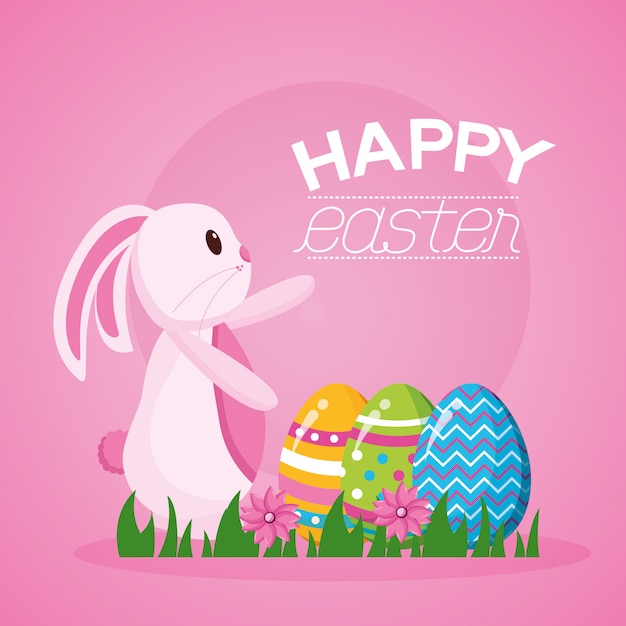 Free Vector | Happy easter celebration illustration