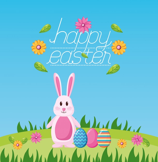 Free Vector | Happy easter celebration illustration