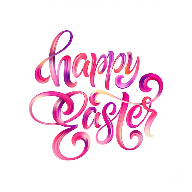 Premium Vector | Happy easter colorful paint lettering.