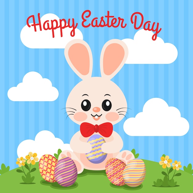 Premium Vector | Happy easter day background with cute illustration
