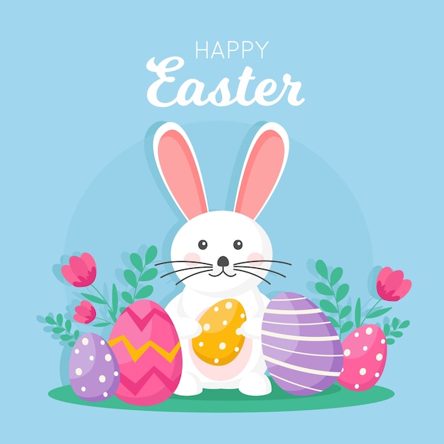 Free Vector | Happy easter day in flat design