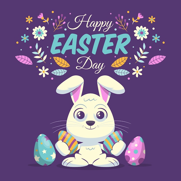 Happy easter day in flat design | Free Vector