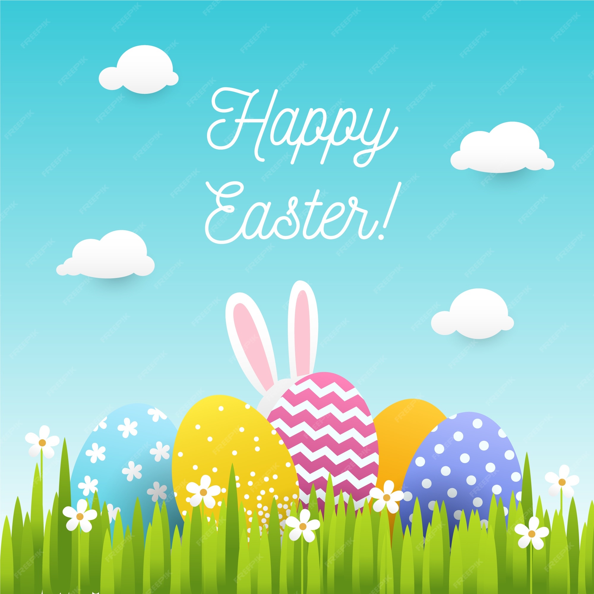 Premium Vector | Happy easter day in paper style