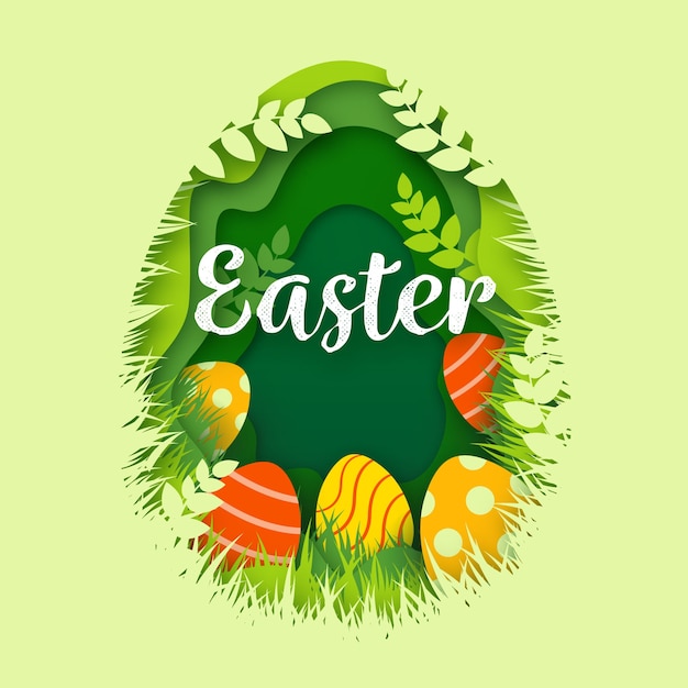 Happy easter day in paper style Free Vector
