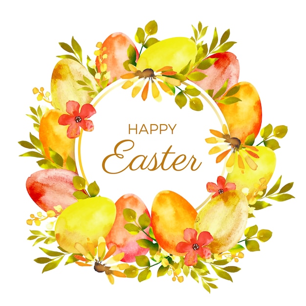 Happy easter day watercolor style Free Vector