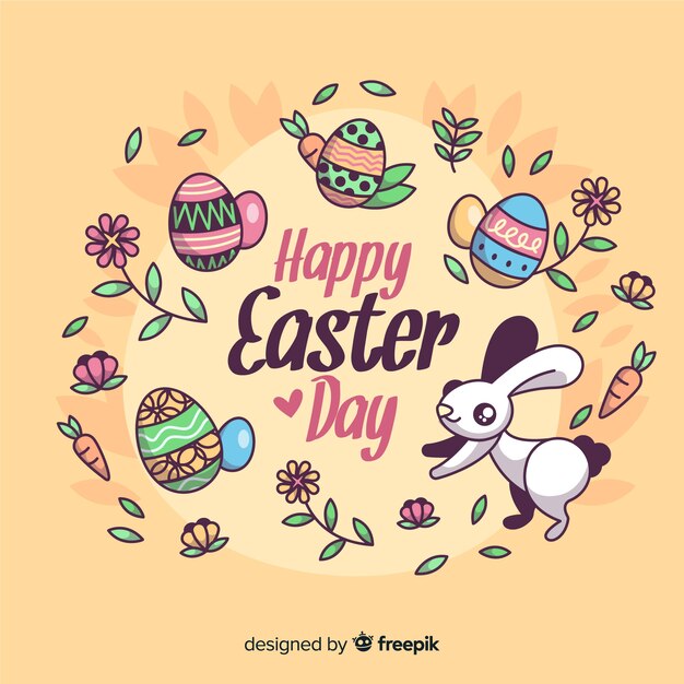 Happy easter day Free Vector