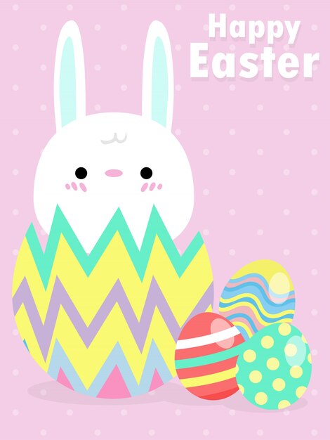 Download Happy easter greeting card. little rabbit bunny easter ...