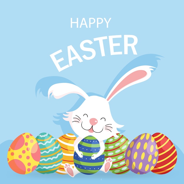 Premium Vector | Happy easter greeting card with decorated eggs