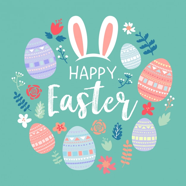 Happy Easter Greeting Card Premium Vector