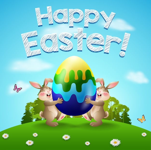 Premium Vector | Happy easter greeting