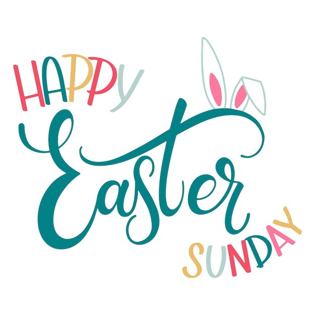 Premium Vector Happy easter sunday colorful lettering. hand written