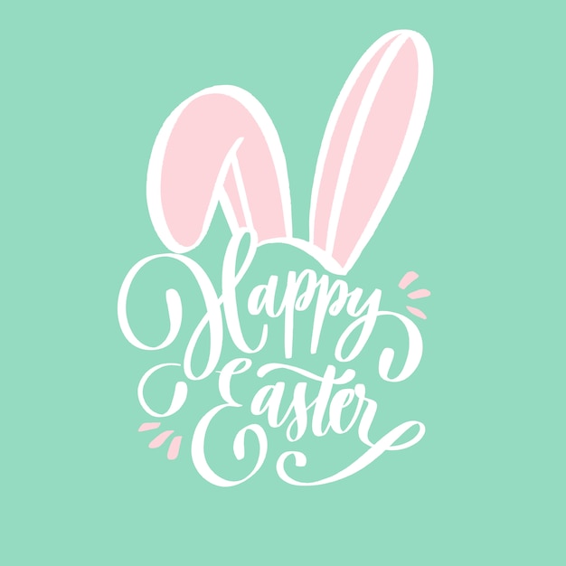 Download Happy easter with bunny ears. | Premium Vector