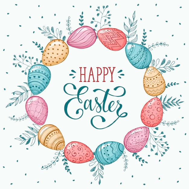 Premium Vector | Happy easter wreath