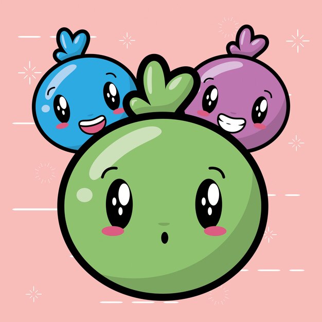 Download Happy emojis, kawaii cute faces Vector | Free Download