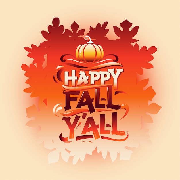 Download Happy fall, y'all, welcome autumn greeting card Vector ...