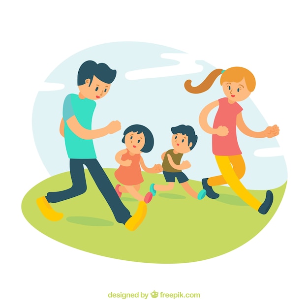 Happy family playing in the park