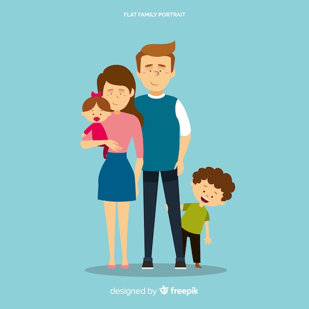 Happy family portrait, vectorized character design Vector ...