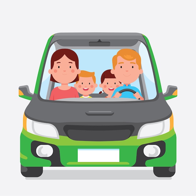 Download Happy family road trip | Premium Vector