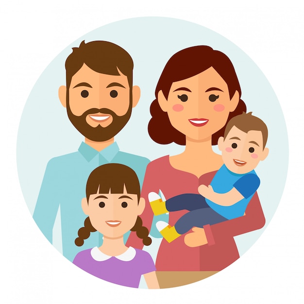 Download Premium Vector | Happy family round icon