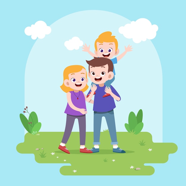 Download Premium Vector | Happy family vector illustration