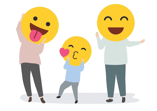 Happy family with funny emojis | Stock Images Page | Everypixel