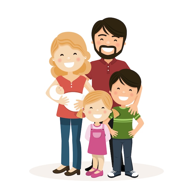 Premium Vector | Happy family with parents, children and babyborn