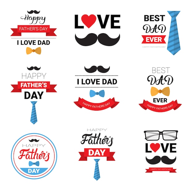 Premium Vector | Happy father day family holiday greeting card poster set