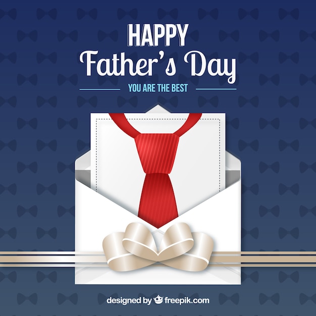 Happy father\'s day background with card and\
envelope