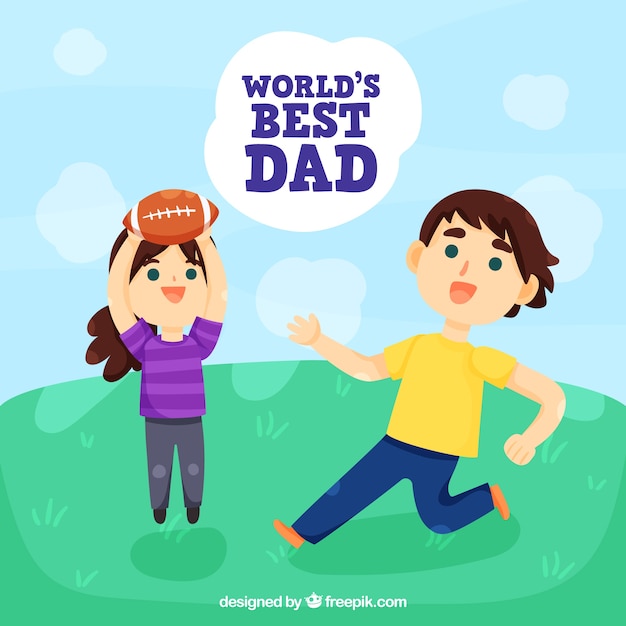 Happy father\'s day background with kids\
playing