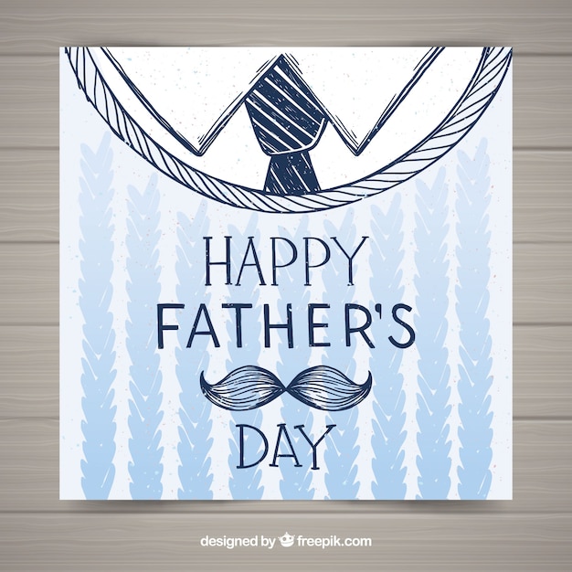 Happy father's day card with clothes in hand
drawn style