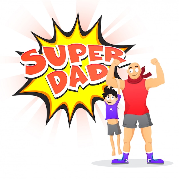 Premium Vector | Happy father's day, father lifting his young son from ...