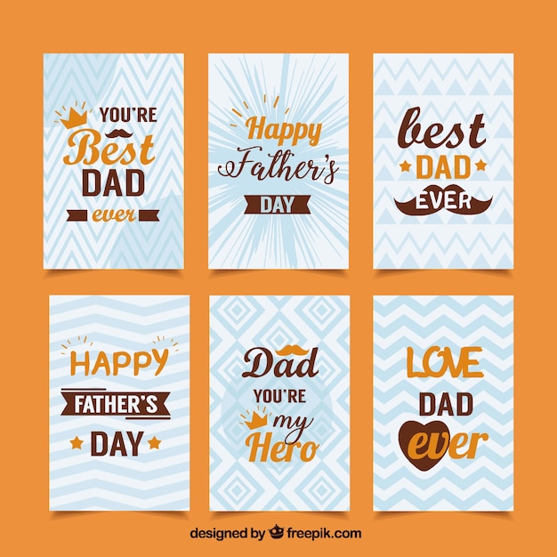 Happy father's day retro cards set