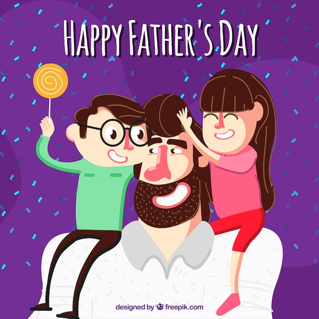 Happy father\'s day with his children\
background