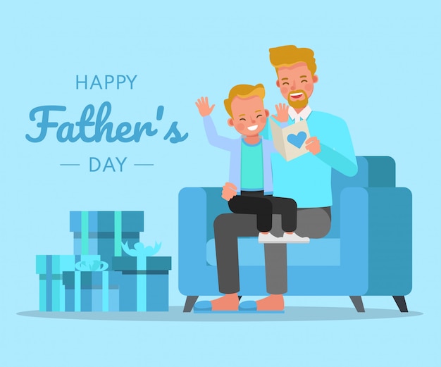 Download Happy father and son character vector design for father's ...