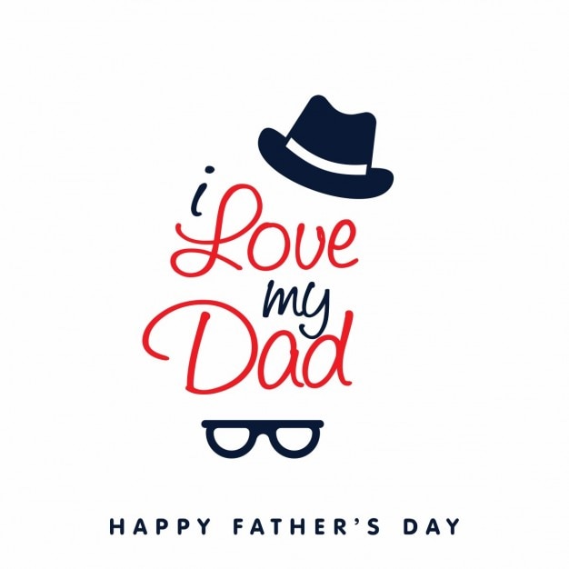 Happy fathers day background with hat and\
glasses