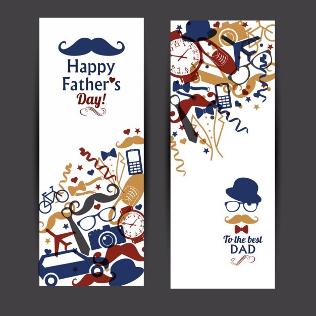 Happy fathers day banner set